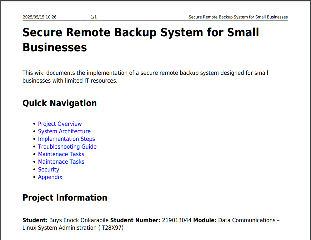 Backup System Project